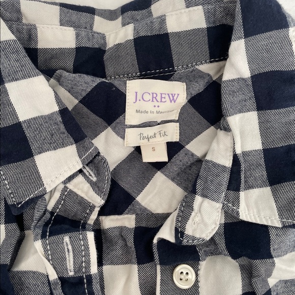 JCrew Factory NAVY Gingham Button Down Size S - Picture 3 of 5